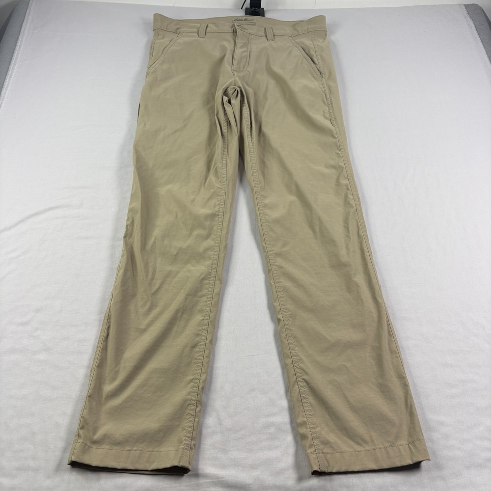 Eddie Bauer Travex Pants Mens 35x33‎ Beige Chino Nylon Outdoor Hiking Trail